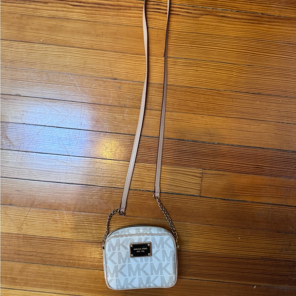 Michael Kors Cream and Tan Crossbody Bag